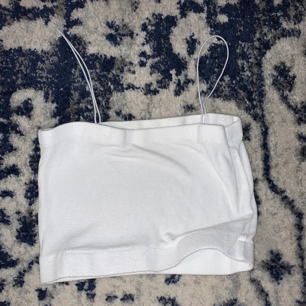 White Rib Crop Cami Top